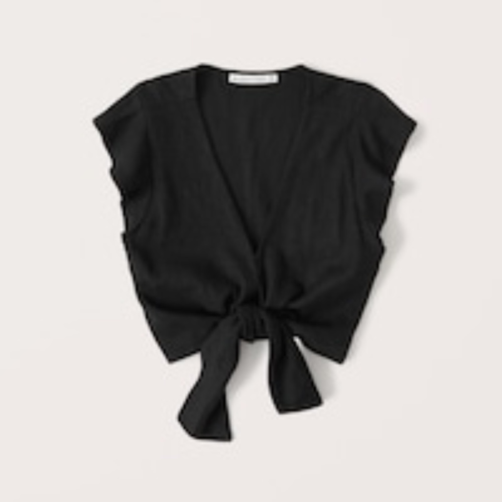 Abercrombie | Tie-Front Ruffle Linen Top